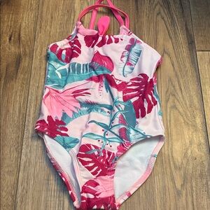Tropical Leaf Kids One Piece Swimsuit